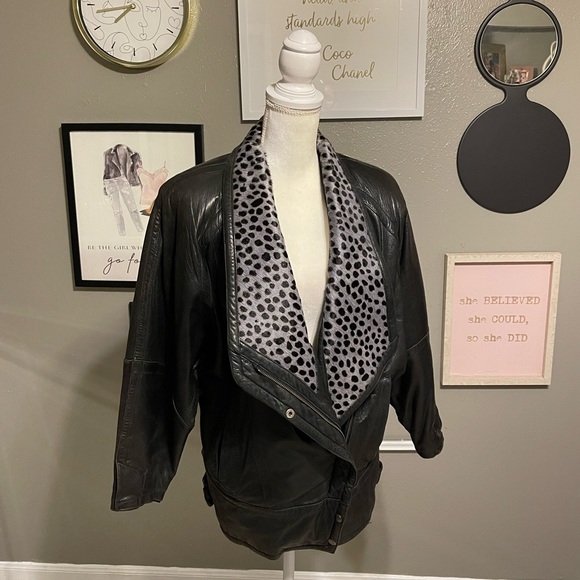 Marc Buchanan for Tannery West Vintage Leather and Fur Wide Collar Style Jacket - Picture 16 of 16